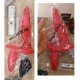 Vibratore Doppio Indossabile Strap-On Rosso per Donna con 1 Dildo Esterno di 18 cm e 1 Dildo Interno di 10 cm in PVC, Bad Kitty
