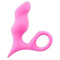 Stimolatore Prostatico Ricurvo Rosa di 12 cm, Fallo Dildo Plug Anale per Stimolazione Punto P, Prostata e Clitoride, Shots Toys