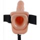 Vibratore Maxi Realistico Strap-On Indossabile Flesh 24 cm in PVC, Dildo Vibrante, Imbracatura, Testicoli, Venature, Pipedream
