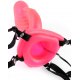 Vibratore Rabbit Indossabile Strap-On Multivelocità Rosa 19 cm in PVC, Dildo Vibrante Pink con Stimolatore Clitoride, Pipedream