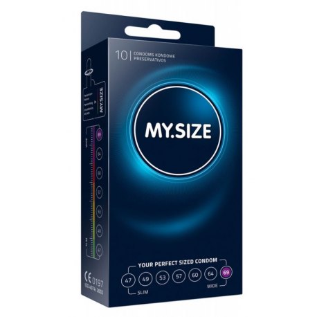 10 Profilattici MY SIZE misura 69 mm Preservativi XXL Confezione Condom