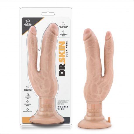 King Cock Vibratore Doppio Realistico per Doppia Penetrazione con Ventosa, Vaginale ed Anale